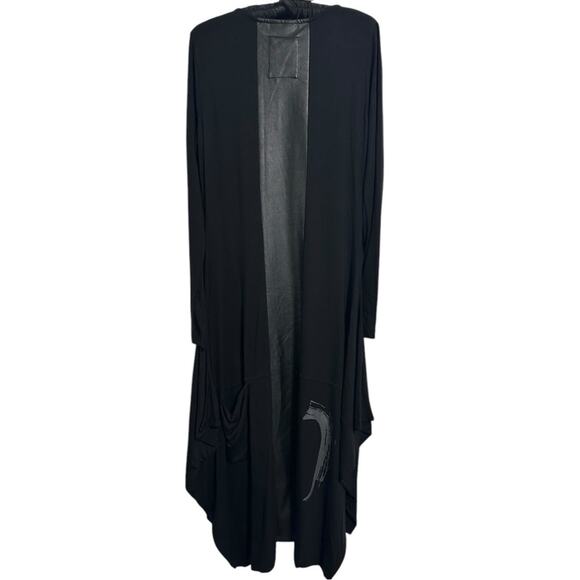 NÖR Denmark Midi Dress size US 2 Black Jersey Full Zip-up Faux Leather Panels - Picture 13 of 16